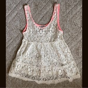 Arizona Cream Colored Lace Babydoll Tanktop
